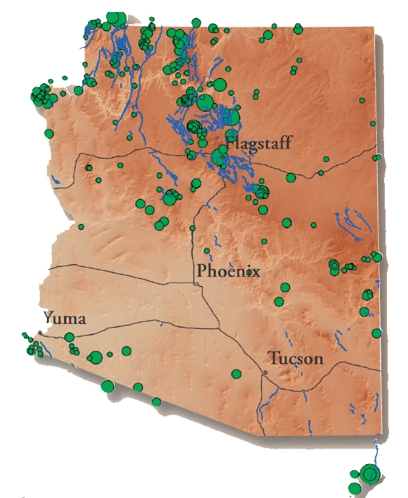 M3.0+ historic earthquakes in Arizona
